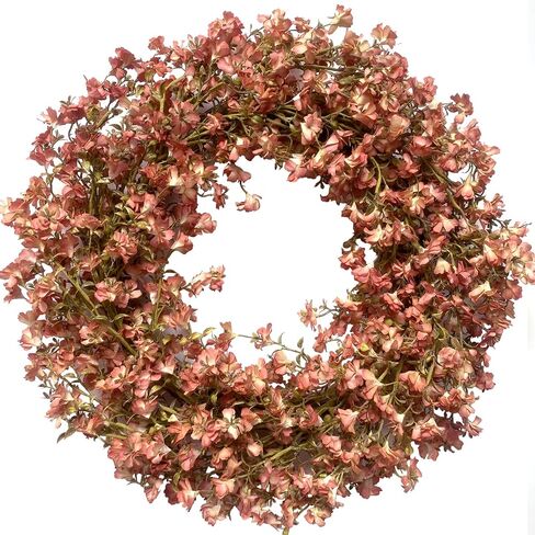 Fall Orange Forsythia Wreath for Front Door, 22 Inch Autumn Floral Door Wreath Indoor and Outdoor,Seasonal Festival Flower Wreath for Home Decor in Saudi Arabia