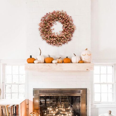 Fall Orange Forsythia Wreath for Front Door, 22 Inch Autumn Floral Door Wreath Indoor and Outdoor,Seasonal Festival Flower Wreath for Home Decor in Saudi Arabia