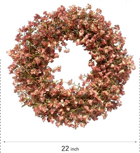 Fall Orange Forsythia Wreath for Front Door, 22 Inch Autumn Floral Door Wreath Indoor and Outdoor,Seasonal Festival Flower Wreath for Home Decor in Saudi Arabia