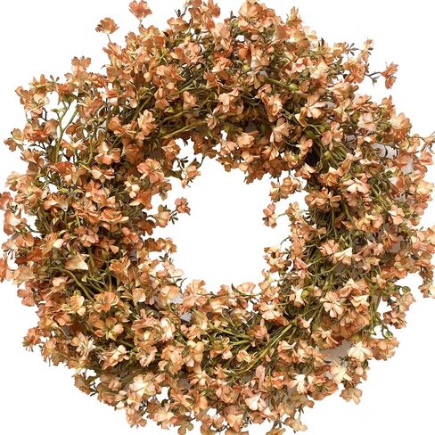 Fall Orange Forsythia Wreath for Front Door, 22 Inch Autumn Floral Door Wreath Indoor and Outdoor,Seasonal Festival Flower Wreath for Home Decor in Saudi Arabia