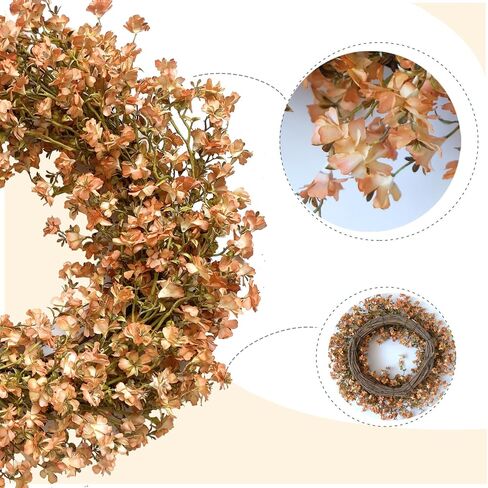 Fall Orange Forsythia Wreath for Front Door, 22 Inch Autumn Floral Door Wreath Indoor and Outdoor,Seasonal Festival Flower Wreath for Home Decor in Saudi Arabia