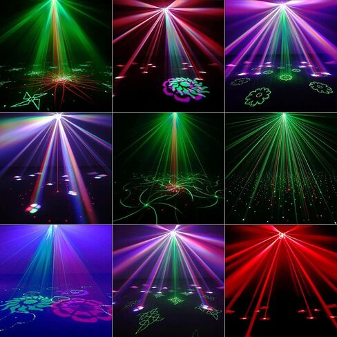 Party Lights,Disco Light,Dj Lights,4in1 of Led Strobe Bee-Eyes Wash Lights and Red Green Starlight GOBO Effect,16 Channel DMX with Sound Activated for Christmas Halloween Party in Kuwait