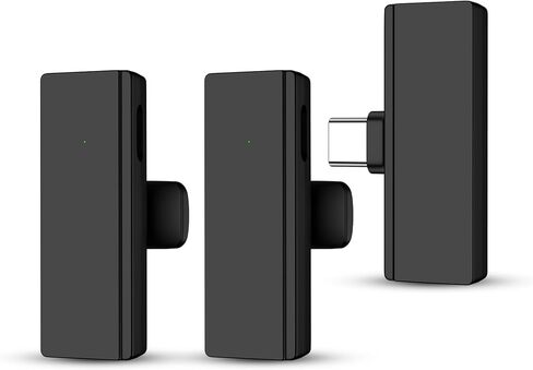 ميكروفونات FiveBox اللاسلكية Lavalier، منفذ USB C، ميكروفون صغير على شكل طية صدر السترة لهاتف iPhone 15 Pro/Max/Plus، Samsung Galaxy S24 S23 S22 S21 Ultra FE 5G، ميكروفونو للهاتف الخلوي لإجراء مقابلة مع مدونة فيديو للبث المباشر in Kuwait