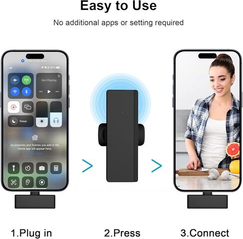 ميكروفونات FiveBox اللاسلكية Lavalier، منفذ USB C، ميكروفون صغير على شكل طية صدر السترة لهاتف iPhone 15 Pro/Max/Plus، Samsung Galaxy S24 S23 S22 S21 Ultra FE 5G، ميكروفونو للهاتف الخلوي لإجراء مقابلة مع مدونة فيديو للبث المباشر in Kuwait