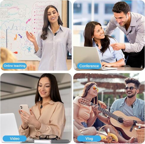 ميكروفونات FiveBox اللاسلكية Lavalier، منفذ USB C، ميكروفون صغير على شكل طية صدر السترة لهاتف iPhone 15 Pro/Max/Plus، Samsung Galaxy S24 S23 S22 S21 Ultra FE 5G، ميكروفونو للهاتف الخلوي لإجراء مقابلة مع مدونة فيديو للبث المباشر in Kuwait