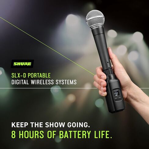 Shure SLXD15/UL4B Portable Digital Wireless System with SLXD1 Bodypack Transmitter, SLXD5 Single Channel Receiver and UniPlex UL4B Cardioid Lavalier Microphone | J52 Band (558-616 MHz) in Kuwait