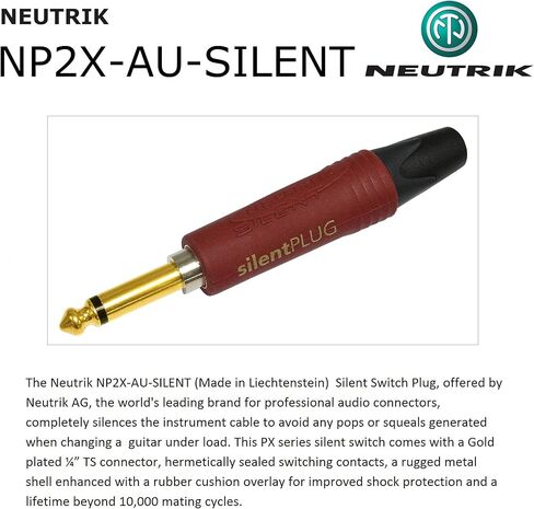 20 Foot - Gotham GAC-1 Ultra Pro - Premium Low-Cap (21 pf/F) Guitar Bass Instrument Cable w/Neutrik Gold Straight to Straight (Silent Plug) ¼ inch (6.35mm) TS Plugs- Custom Made by WORLDS BEST CABLES in Saudi Arabia