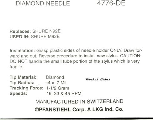 إبرة الفونوغراف البديلة المتوافقة مع Shre N92E M92E M99E N99E N104E M104E 4776-DE 4776DE in Kuwait