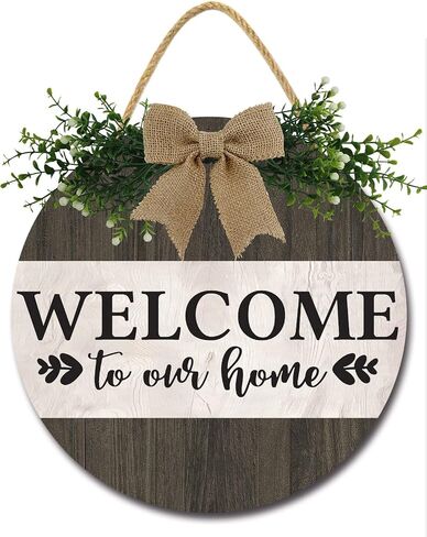 Every Family Has A Story Welcome to Ours Sign for Front Door Rustic Welcome Wreaths Sign for Farmhouse Front Porch Decor Round Wood Hanging Sign Housewarming Gift for Home Decor , 12IN in Saudi Arabia