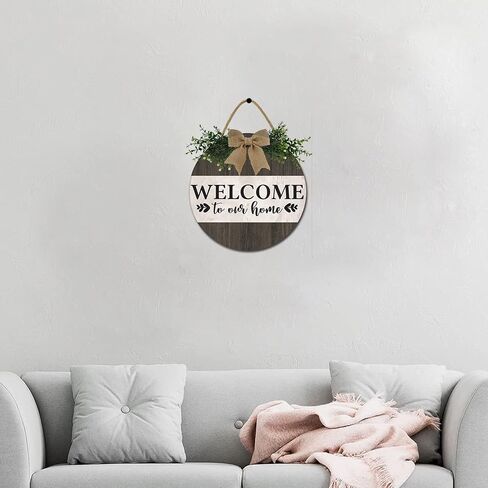 Every Family Has A Story Welcome to Ours Sign for Front Door Rustic Welcome Wreaths Sign for Farmhouse Front Porch Decor Round Wood Hanging Sign Housewarming Gift for Home Decor , 12IN in Saudi Arabia