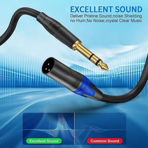 XLR ذكر إلى 1/4 بوصة (6.35 مم) كابل توصيل TRS جاك الرصاص المتوازن للإشارة XLR إلى كابل تصحيح ربع بوصة - 4 أقدام in Kuwait