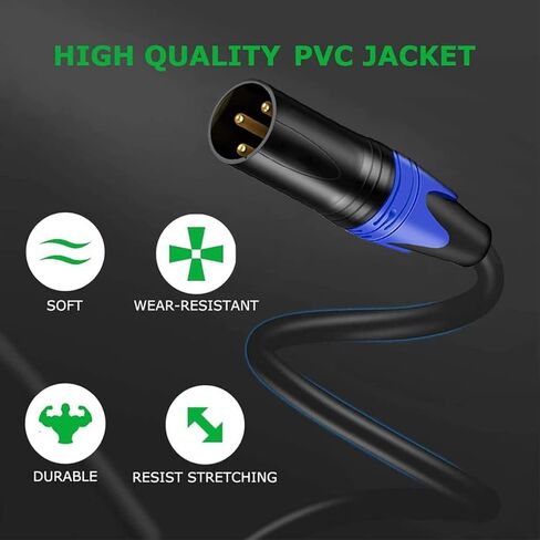 XLR ذكر إلى 1/4 بوصة (6.35 مم) كابل توصيل TRS جاك الرصاص المتوازن للإشارة XLR إلى كابل تصحيح ربع بوصة - 4 أقدام in Kuwait