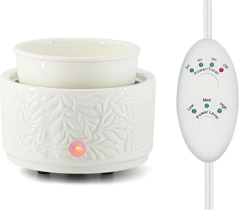 Wax Melt Warmer with Timer & Silicone Liner,3-in-1 Electric Candle Wax Warmer,Cute Wax Melter for Scented,Ceramic Wax Burner Fragrance Warmers,Auto Shut Off & Adjust Fragrance Intensity in Saudi Arabia
