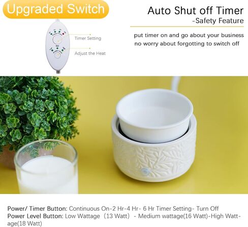 Wax Melt Warmer with Timer & Silicone Liner,3-in-1 Electric Candle Wax Warmer,Cute Wax Melter for Scented,Ceramic Wax Burner Fragrance Warmers,Auto Shut Off & Adjust Fragrance Intensity in Saudi Arabia