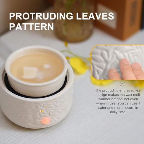 Wax Melt Warmer with Timer & Silicone Liner,3-in-1 Electric Candle Wax Warmer,Cute Wax Melter for Scented,Ceramic Wax Burner Fragrance Warmers,Auto Shut Off & Adjust Fragrance Intensity in Saudi Arabia