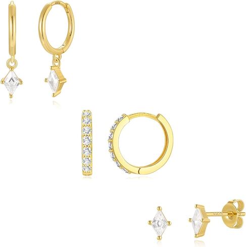 GEORGE · SMITH 3 Pairs Hoop Earrings Set for Women,Dainty Gold Earrings 14k Gold Plated Cartilage Earring Set,Cubic Zirconia Hypoallergenic Earrings Jewelry for Women Gift in Saudi Arabia