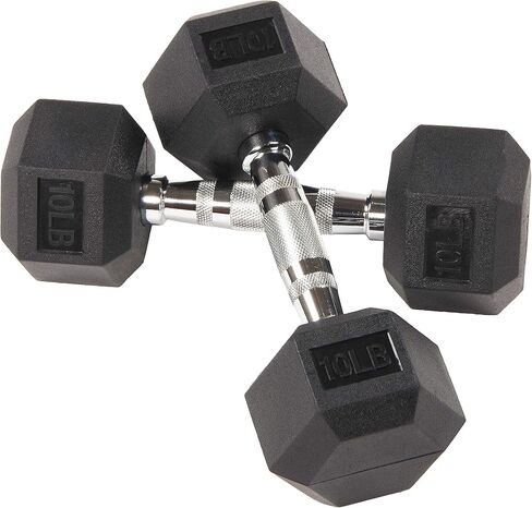 Signature Fitness Premium Rubber Encased Hex Dumbbell, Pair or Single, 10-100 Pounds in Saudi Arabia