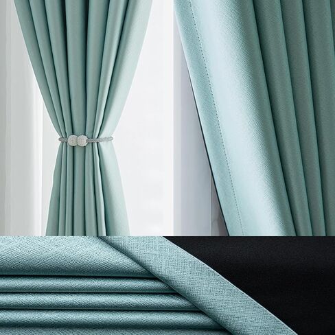 Short Blackout Grommet Curtains for Living Room and Bedroom,Room Darkening Curtains 2 Panel Sets Farmhouse Soundproof Window Treatments (Deep Blue, 52 W x 24 L) in Saudi Arabia