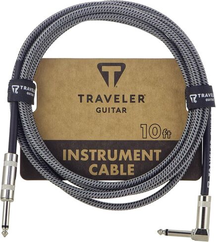 Traveler Guitar 10ft. Instrument Cable, Braided, Straight/Angled - Black in Saudi Arabia