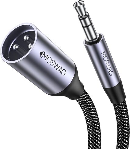 MOSWAG 3.5mm to XLR Cable 10FT, 3.5mm Male to XLR Male Cable 10FT, Unbalanced TRS to XLR Microphone Gold-Plated Cable Compatible with iPhone, iPod, Cell Phone, Laptop, Speaker, Mixer, Microphone in Saudi Arabia