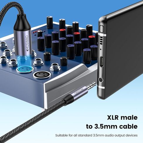 MOSWAG 3.5mm to XLR Cable 10FT, 3.5mm Male to XLR Male Cable 10FT, Unbalanced TRS to XLR Microphone Gold-Plated Cable Compatible with iPhone, iPod, Cell Phone, Laptop, Speaker, Mixer, Microphone in Saudi Arabia