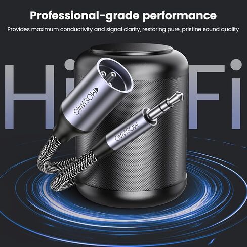 MOSWAG 3.5mm to XLR Cable 10FT, 3.5mm Male to XLR Male Cable 10FT, Unbalanced TRS to XLR Microphone Gold-Plated Cable Compatible with iPhone, iPod, Cell Phone, Laptop, Speaker, Mixer, Microphone in Saudi Arabia
