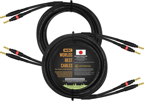 WORLDS BEST CABLES 25 Foot - Coaxial Audiophile Speaker Cable Pair Custom Made Using Mogami 3082 Wire & Eminence Gold Plated Banana Plugs (2 Plugs on Each end) in Saudi Arabia