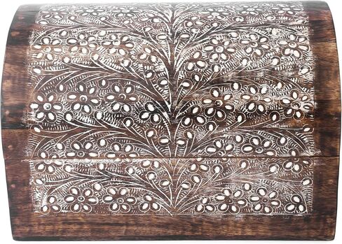 Ajuny Handcrafted Decorative Jewelry Box Beautifully Tree Of Life Design Carving Wooden Treasure Chest Jewellery Storage Boxes Organizer Trinket keepsake Holder Watch Box, Great for Gifts - 9x6 Inch in Saudi Arabia
