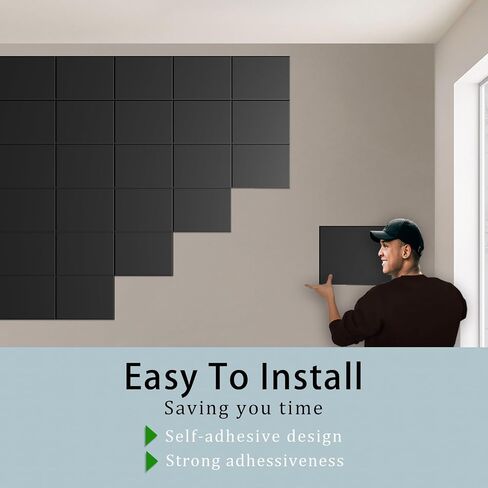 8 pack Acoustic Panels With Self-Adhesive,16"X 12"X 0.4"Sound Dampening Panels,Decorative Soundproof Wall Panels,Sound Absorbing Panel for Room & Offices (Black) in Saudi Arabia
