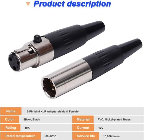 موصل XLR صغير 3Pin، قابس محول أنثى TA4F وقابس محول ذكر TA4F، أطراف XLR صغيرة بديلة لموصل الصوت لميكروفون الميكروفون (6 عبوات) in Saudi Arabia