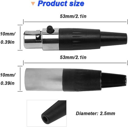 موصل XLR صغير 3Pin، قابس محول أنثى TA4F وقابس محول ذكر TA4F، أطراف XLR صغيرة بديلة لموصل الصوت لميكروفون الميكروفون (6 عبوات) in Saudi Arabia