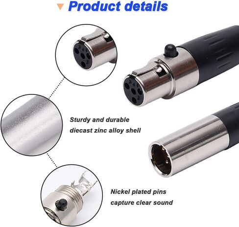 موصل XLR صغير 3Pin، قابس محول أنثى TA4F وقابس محول ذكر TA4F، أطراف XLR صغيرة بديلة لموصل الصوت لميكروفون الميكروفون (6 عبوات) in Saudi Arabia