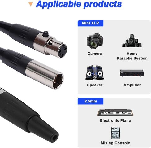 موصل XLR صغير 3Pin، قابس محول أنثى TA4F وقابس محول ذكر TA4F، أطراف XLR صغيرة بديلة لموصل الصوت لميكروفون الميكروفون (6 عبوات) in Saudi Arabia
