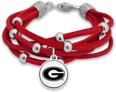 FTH Leather Strand Bracelet with Logo and Lobster Clasp (Iowa) in Saudi Arabia