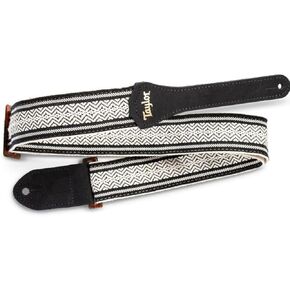 Taylor Jacquard Cotton 2 Inches Guitar Strap - White Black