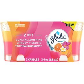 وعاء شمعة Glade، معطر جو، 2 في 1، فاكهة العاطفة بالفانيليا + نسيم هاواي، 3.4 أونصة in Saudi Arabia