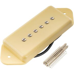 Artec ASA91 Alnico 5 Dog Ear P90 Single Coil Pickup Electric Guitar Neck Bridge Pickup Set 7.5K, Cream