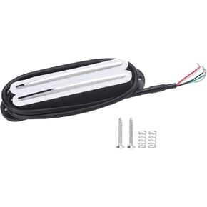 11K Dual Hot Rail Humbucker Pickup Shielded Noise with Mounting Screws and Springs Musical Instruments Accessories((White Silver Rail)