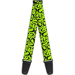 Buckle-Down Guitar Strap - Question Mark Scattered Lime Green/Black - 2" Wide - 29-54" Length