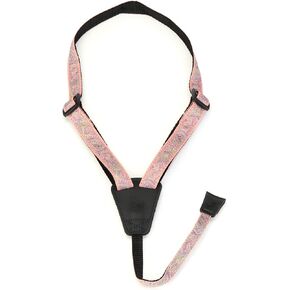 D'Addario Accessories Cradle Ukulele Strap - Ukulele Straps with Rubber Hook - Ukulele Strap No Drill - Paisley, Pink/Green