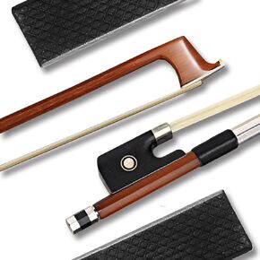 Brazilwood Cello Bow - Handmade with Natural Horsehair, Ebony Frog, and Nickel Silver Winding – Perfect Balance and Superior Sound Quality (4/4 CELLO BOW)