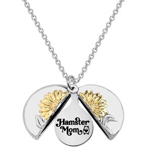PLITI Hamster Mom Gift Hamster Lover Gifts Hamster Owner Sunflower Locket Necklace Funny Animal Gifts For Hamster Lovers Cute Hamster Necklace