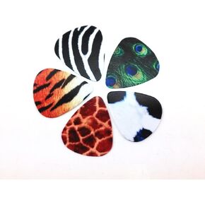 Honbay 5pcs Colorful Animal Fur Pattern Picks for Guitar, Ukulele, Bass