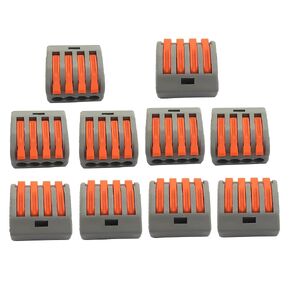 Wire Connectors, Compact Lever Wire Connectors Kit Splicing Wire Fast Connection Terminal Connectors 2/3/4/5 Conductor Assortment Kit for Quick Connect 28-12 AWG 10PCS (PCT-215)