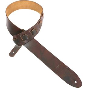 Walker & Williams S-05 Dark Walnut Brown Full Grain Extra Thick Soft Italian Leather Rugged Finish Guitar Strap