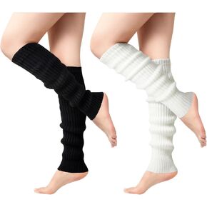 3 Pairs Leg Warmers for Women - Leg Warmers 80s Ribbed Knitted Long Socks for Party Sports