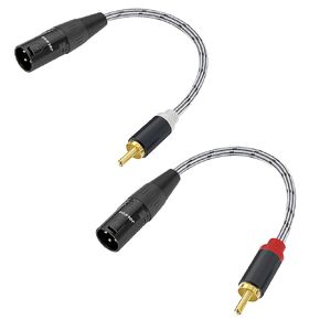 RCA to XLR Cable - HiFi Audio Cable with XLR Male to RCA Male Connectors, 4N OFC 20AWG Shielded Twisted Pair, Oxygen-Free Copper Braid Conductors, 2-Pack (6 inches)