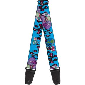 Buckle-Down Nickelodeon Guitar Strap, Invader Zim GIR and Piggy Rule the World Poses Blue, 2 Inches Wide