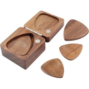 BokWin مجموعة واحدة من صندوق اختيار الجيتار الخشبي المربع مع 3 قطع من اختيار الجيتار للجيتار هدية للموسيقي in Kuwait