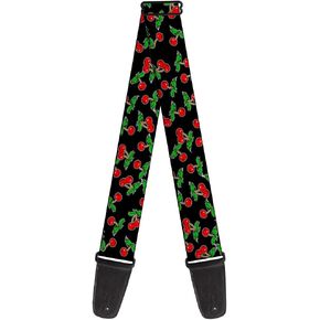 Buckle-Down Guitar Strap Cherries Scattered Black 2 Inches Wide (GS-W35554)